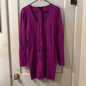 Long Sleeve Purple Dress with Belt